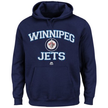 Majestic Men's Winnipeg Jets Heart & Soul Hoodie - - Navy Blue