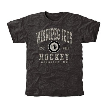 Men's Winnipeg Jets Camo Stack Tri-Blend T-Shirt - Black