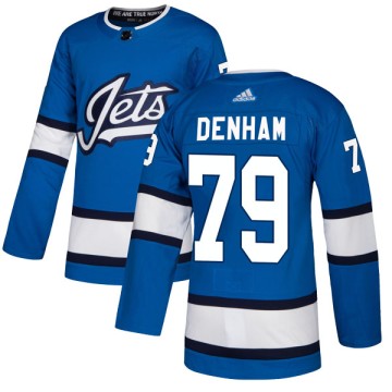 Authentic Adidas Men's Brandon Denham Winnipeg Jets Alternate Jersey - Blue