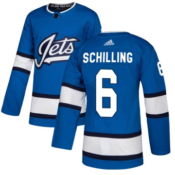 Authentic Adidas Men's Cameron Schilling Winnipeg Jets Alternate Jersey - Blue