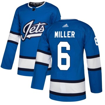 Authentic Adidas Men's Colin Miller Winnipeg Jets Alternate Jersey - Blue