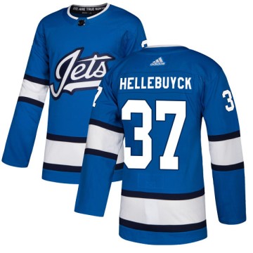 Authentic Adidas Men's Connor Hellebuyck Winnipeg Jets Alternate Jersey - Blue