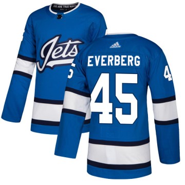 Authentic Adidas Men's Dennis Everberg Winnipeg Jets Alternate Jersey - Blue