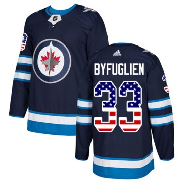 Authentic Adidas Men's Dustin Byfuglien Winnipeg Jets USA Flag Fashion Jersey - Navy Blue