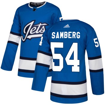 Authentic Adidas Men's Dylan Samberg Winnipeg Jets Alternate Jersey - Blue