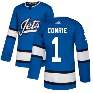 Authentic Adidas Men's Eric Comrie Winnipeg Jets Alternate Jersey - Blue