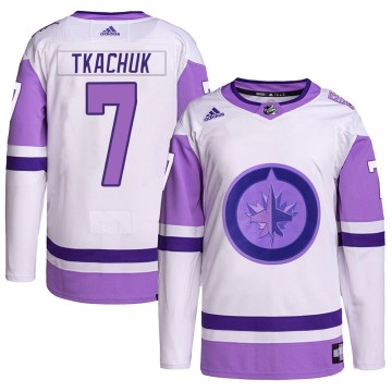 Authentic Adidas Men's Keith Tkachuk Winnipeg Jets Hockey Fights Cancer Primegreen Jersey - White/Purple