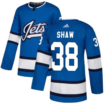 Authentic Adidas Men's Logan Shaw Winnipeg Jets Alternate Jersey - Blue