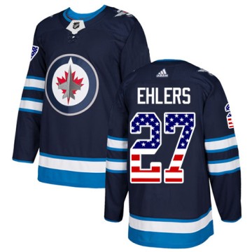Authentic Adidas Men's Nikolaj Ehlers Winnipeg Jets USA Flag Fashion Jersey - Navy Blue