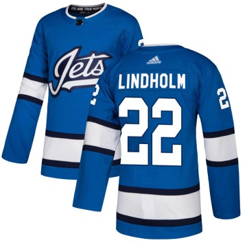 Authentic Adidas Men's Par Lindholm Winnipeg Jets Alternate Jersey - Blue