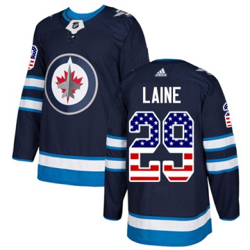 Authentic Adidas Men's Patrik Laine Winnipeg Jets USA Flag Fashion Jersey - Navy Blue