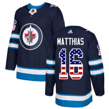 Authentic Adidas Men's Shawn Matthias Winnipeg Jets USA Flag Fashion Jersey - Navy Blue