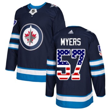 Authentic Adidas Men's Tyler Myers Winnipeg Jets USA Flag Fashion Jersey - Navy Blue
