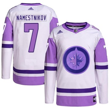 Authentic Adidas Men's Vladislav Namestnikov Winnipeg Jets Hockey Fights Cancer Primegreen Jersey - White/Purple