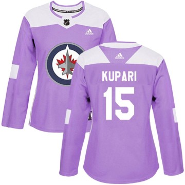 Authentic Adidas Women's Rasmus Kupari Winnipeg Jets Fights Cancer Practice Jersey - Purple