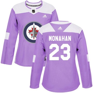 Authentic Adidas Women's Sean Monahan Winnipeg Jets Fights Cancer Practice Jersey - Purple