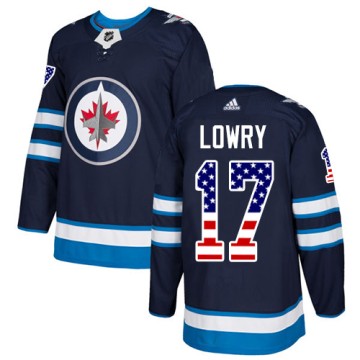Authentic Adidas Youth Adam Lowry Winnipeg Jets USA Flag Fashion Jersey - Navy Blue