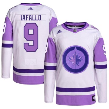 Authentic Adidas Youth Alex Iafallo Winnipeg Jets Hockey Fights Cancer Primegreen Jersey - White/Purple