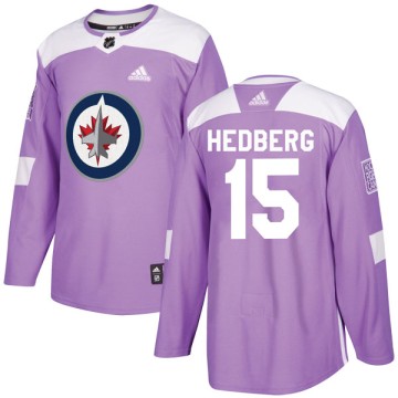 Authentic Adidas Youth Anders Hedberg Winnipeg Jets Fights Cancer Practice Jersey - Purple