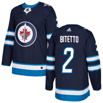 Authentic Adidas Youth Anthony Bitetto Winnipeg Jets Home Jersey - Navy