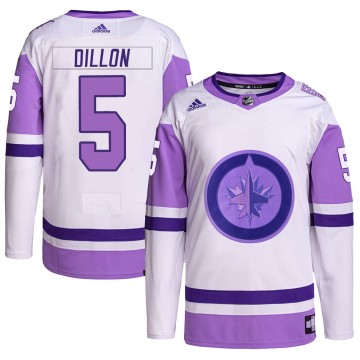 Authentic Adidas Youth Brenden Dillon Winnipeg Jets Hockey Fights Cancer Primegreen Jersey - White/Purple