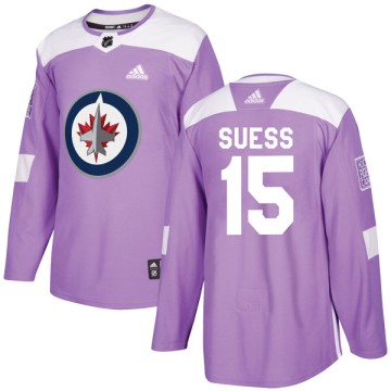 Authentic Adidas Youth C.J. Suess Winnipeg Jets Fights Cancer Practice Jersey - Purple