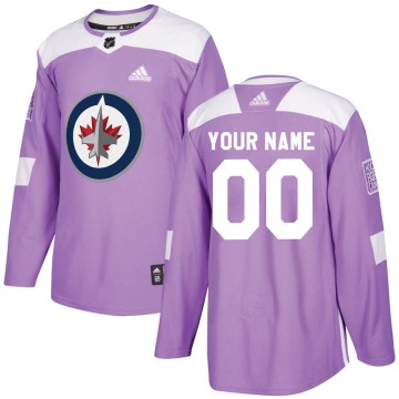 Authentic Adidas Youth Custom Winnipeg Jets Custom Fights Cancer Practice Jersey - Purple