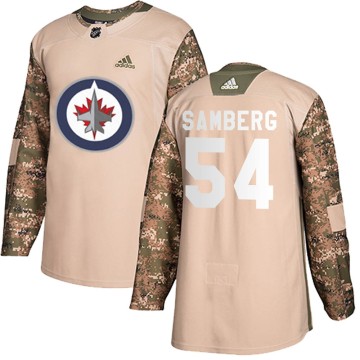 Authentic Adidas Youth Dylan Samberg Winnipeg Jets Veterans Day Practice Jersey - Camo