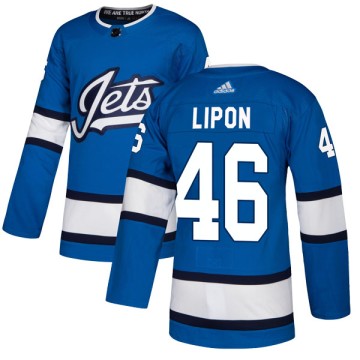 Authentic Adidas Youth J.C. Lipon Winnipeg Jets Alternate Jersey - Blue