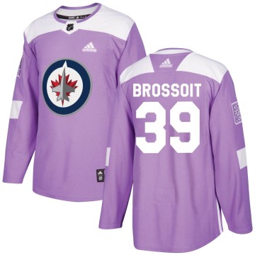 Authentic Adidas Youth Laurent Brossoit Winnipeg Jets Fights Cancer Practice Jersey - Purple