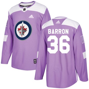 Authentic Adidas Youth Morgan Barron Winnipeg Jets Fights Cancer Practice Jersey - Purple