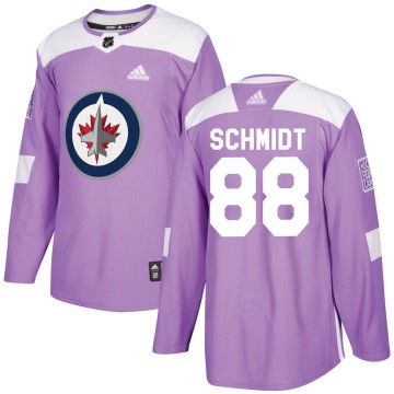 Authentic Adidas Youth Nate Schmidt Winnipeg Jets Fights Cancer Practice Jersey - Purple