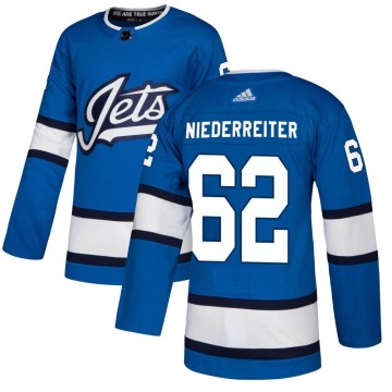 Authentic Adidas Youth Nino Niederreiter Winnipeg Jets Alternate Jersey - Blue