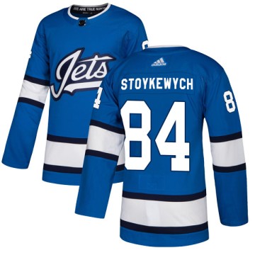 Authentic Adidas Youth Peter Stoykewych Winnipeg Jets Alternate Jersey - Blue