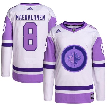 Authentic Adidas Youth Saku Maenalanen Winnipeg Jets Hockey Fights Cancer Primegreen Jersey - White/Purple