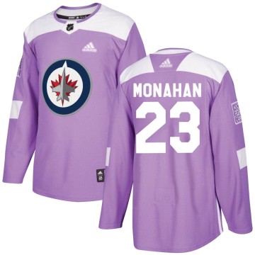 Authentic Adidas Youth Sean Monahan Winnipeg Jets Fights Cancer Practice Jersey - Purple