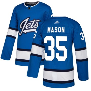 Authentic Adidas Youth Steve Mason Winnipeg Jets Alternate Jersey - Blue