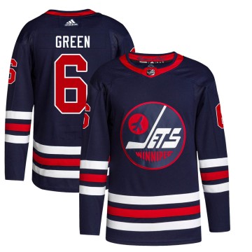 Authentic Adidas Youth Ted Green Winnipeg Jets Navy 2021/22 Alternate Primegreen Pro Jersey - Green