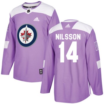 Authentic Adidas Youth Ulf Nilsson Winnipeg Jets Fights Cancer Practice Jersey - Purple