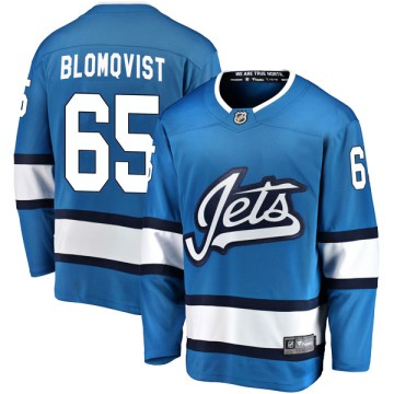 Breakaway Fanatics Branded Men's Axel Blomqvist Winnipeg Jets Alternate Jersey - Blue