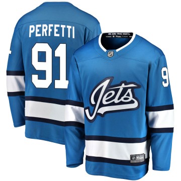 Breakaway Fanatics Branded Men's Cole Perfetti Winnipeg Jets Alternate Jersey - Blue