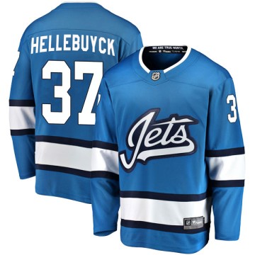 Breakaway Fanatics Branded Men's Connor Hellebuyck Winnipeg Jets Alternate Jersey - Blue