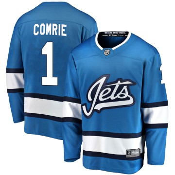Breakaway Fanatics Branded Men's Eric Comrie Winnipeg Jets Alternate Jersey - Blue