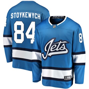 Breakaway Fanatics Branded Men's Peter Stoykewych Winnipeg Jets Alternate Jersey - Blue