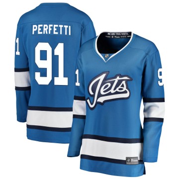 Breakaway Fanatics Branded Women's Cole Perfetti Winnipeg Jets Alternate Jersey - Blue