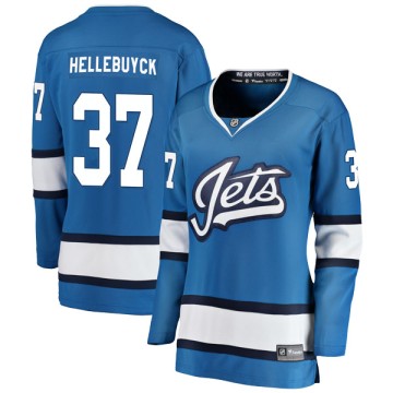 Breakaway Fanatics Branded Women's Connor Hellebuyck Winnipeg Jets Alternate Jersey - Blue
