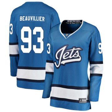 Breakaway Fanatics Branded Women's Francis Beauvillier Winnipeg Jets Alternate Jersey - Blue