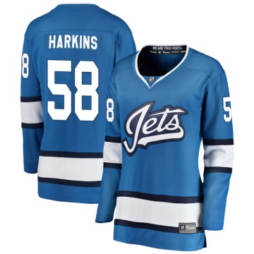 Breakaway Fanatics Branded Women's Jansen Harkins Winnipeg Jets Alternate Jersey - Blue