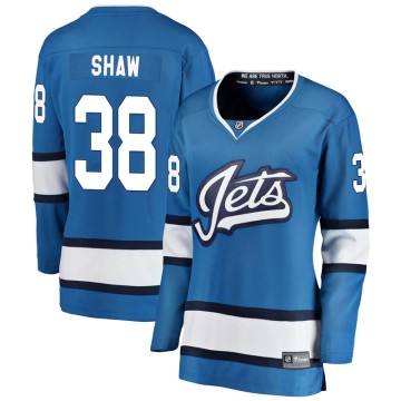 Breakaway Fanatics Branded Women's Logan Shaw Winnipeg Jets Alternate Jersey - Blue