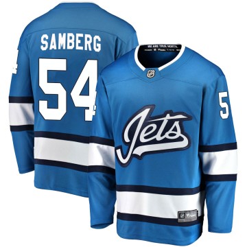 Breakaway Fanatics Branded Youth Dylan Samberg Winnipeg Jets Alternate Jersey - Blue